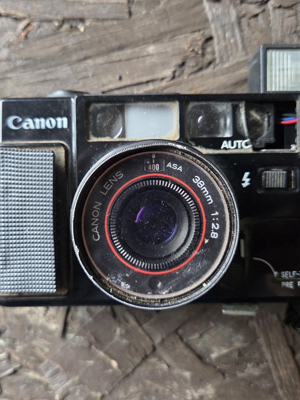 Canon 38mm Film Camera in Black with Red Accent